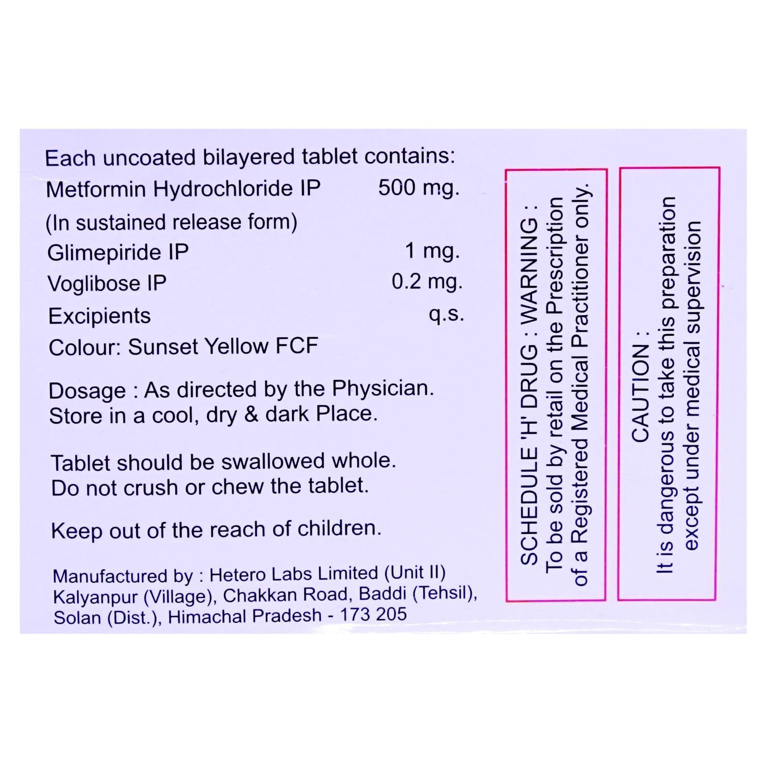 Glimevog-M1 Tablet 10's, Pack of 10 TABLETS Glimevog-M1 Tablet 10's, Pack of 10 TABLETS