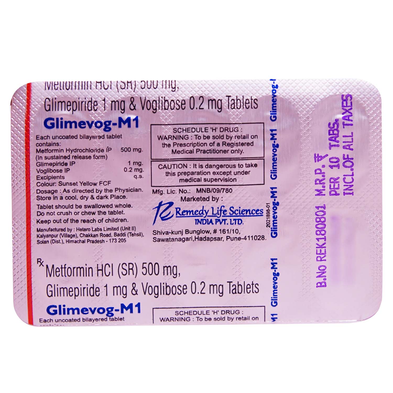 Glimevog-M1 Tablet 10's, Pack of 10 TABLETS Glimevog-M1 Tablet 10's, Pack of 10 TABLETS