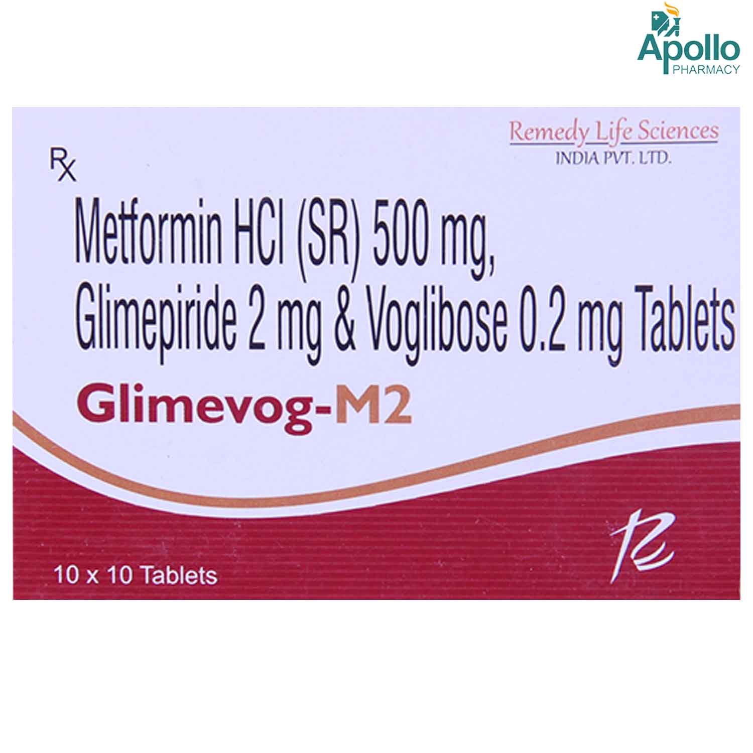 Glimevog M 2 Tablet 10's, Pack of 10 TABLETS Glimevog M 2 Tablet 10's, Pack of 10 TABLETS