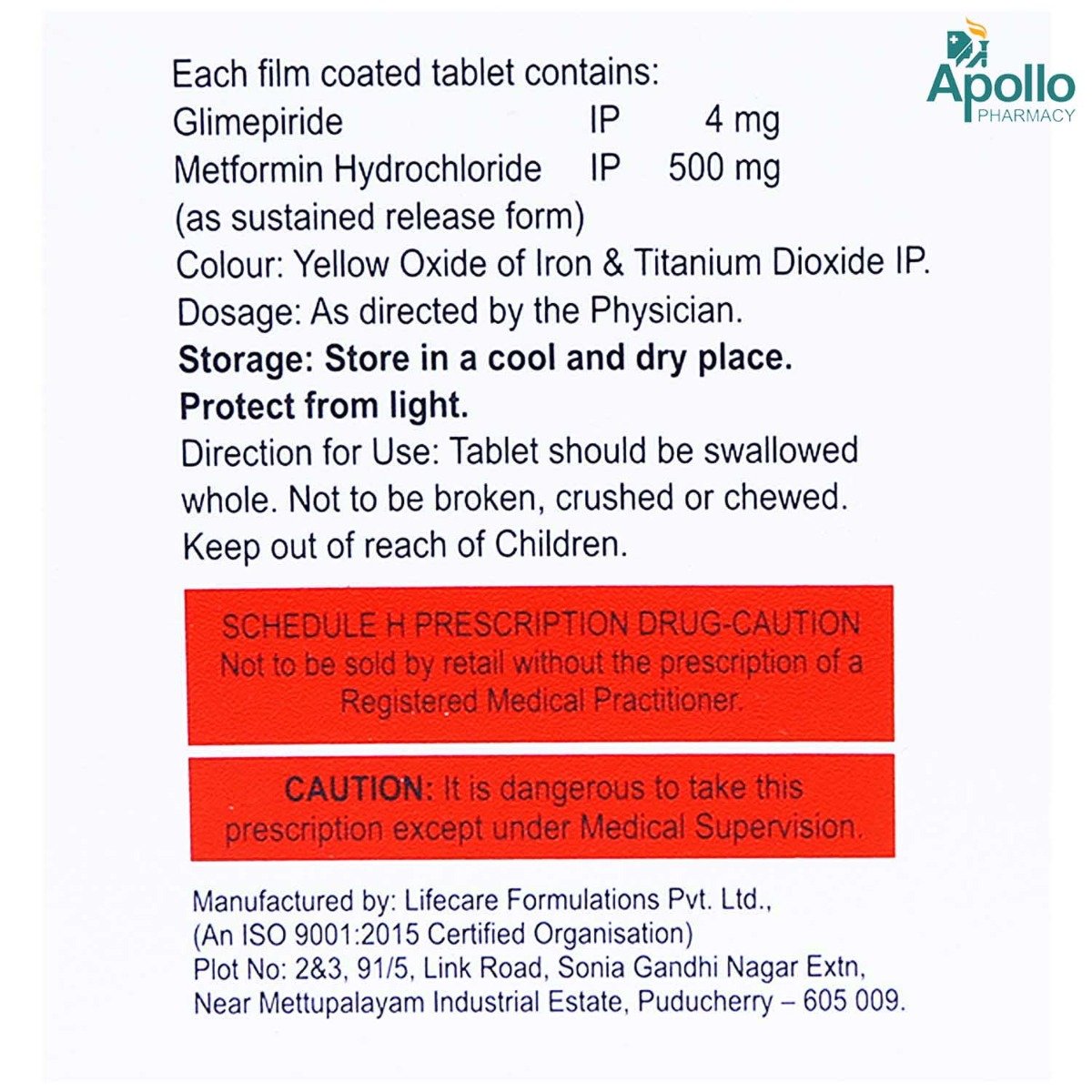 Glimiprime M 4 Tablet 10's, Pack of 10 TABLETS Glimiprime M 4 Tablet 10's, Pack of 10 TABLETS