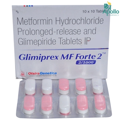 Glimiprex MF Forte 2 Tablet 10's, Pack of 10 TABLETS