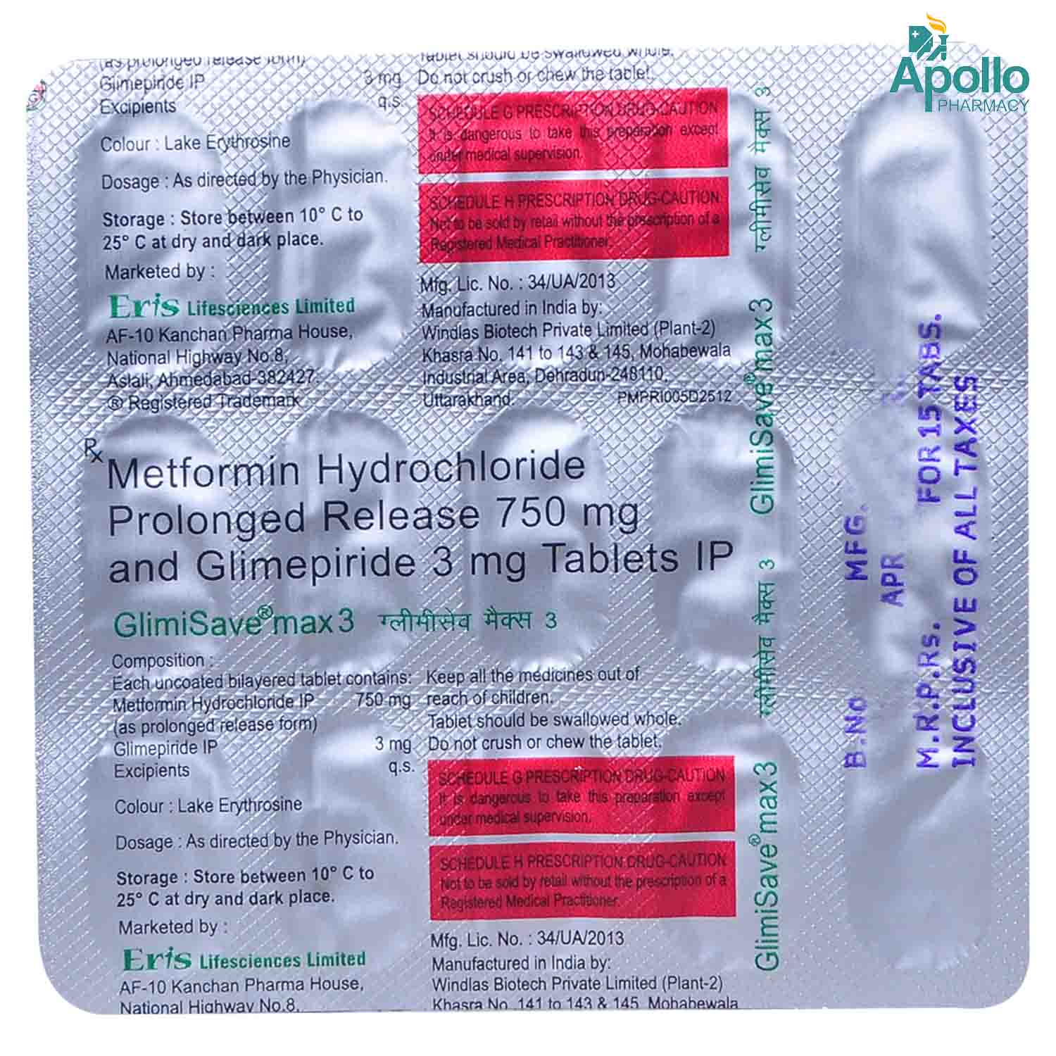 Glimisave Max 3 Tablet 15's, Pack of 15 TabletS Glimisave Max 3 Tablet 15's, Pack of 15 TabletS