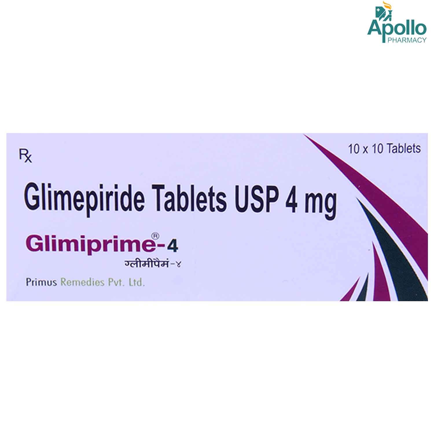 Buy GLIMIPRIME 4MG TABLET 10'S  Online