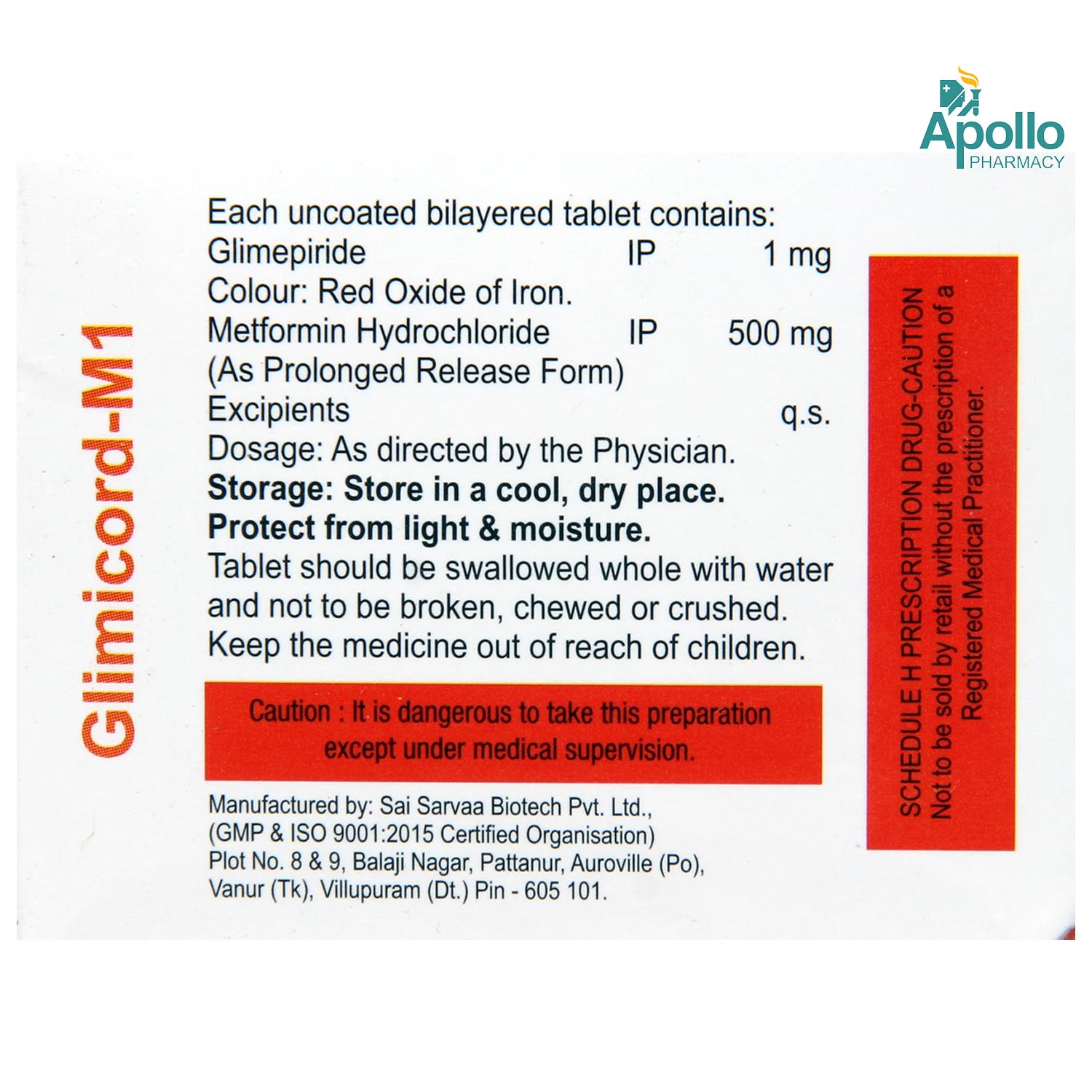 Glimicord-M1 Tablet 10's, Pack of 10 TABLETS Glimicord-M1 Tablet 10's, Pack of 10 TABLETS