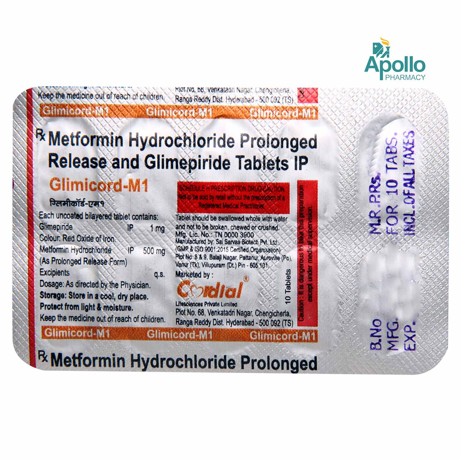 Glimicord-M1 Tablet 10's, Pack of 10 TABLETS Glimicord-M1 Tablet 10's, Pack of 10 TABLETS