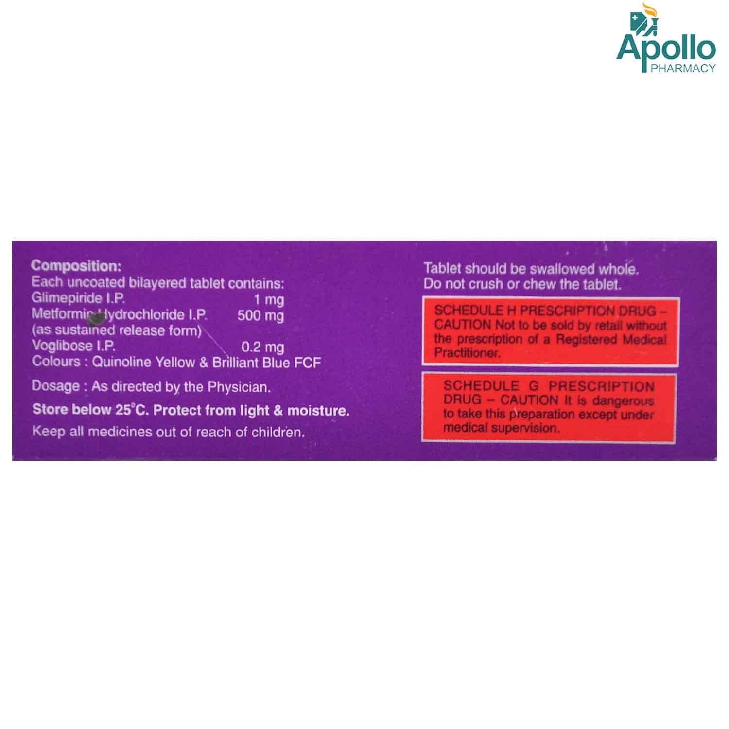 Glimulin MV 1 Tablet 10's, Pack of 10 TabletS Glimulin MV 1 Tablet 10's, Pack of 10 TabletS