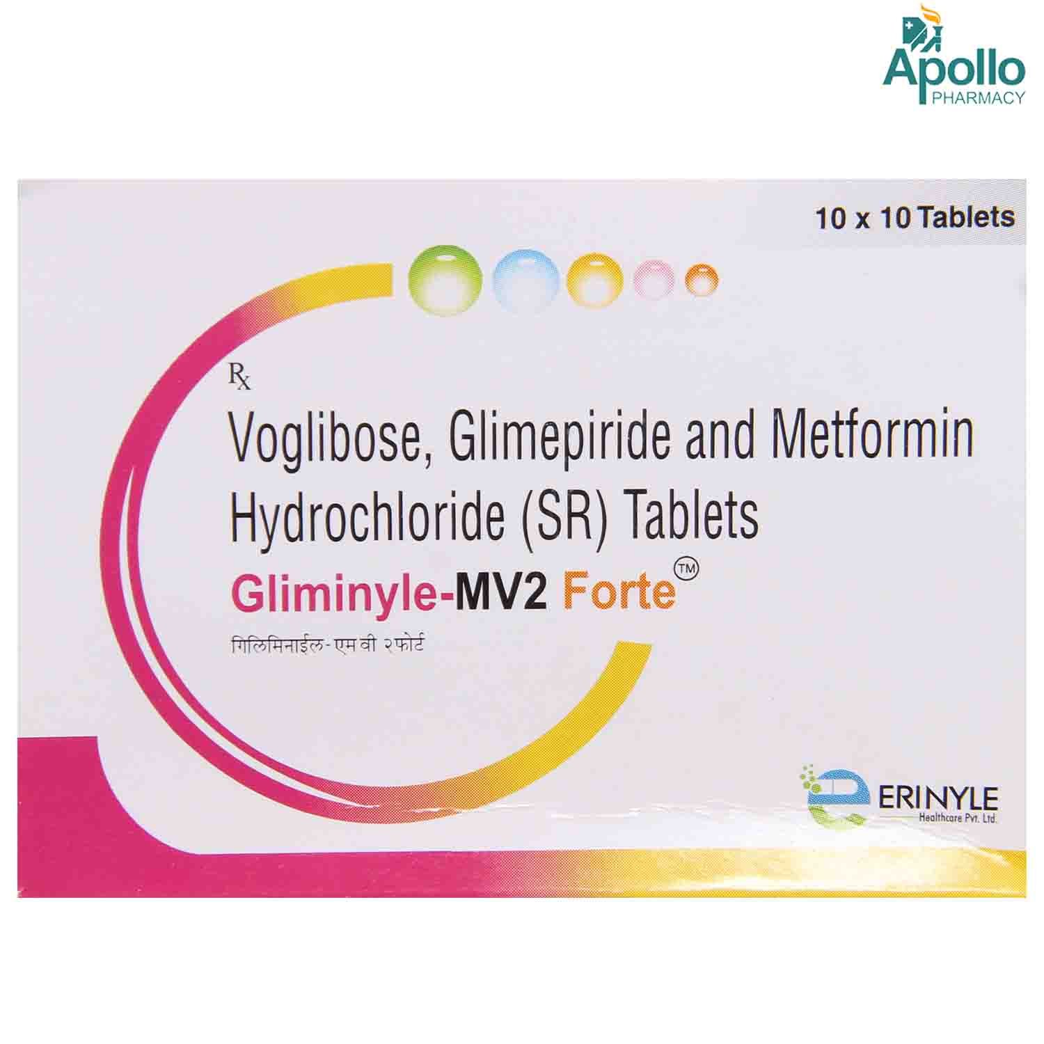 Gliminyle-MV 2 Forte Tablet 10's, Pack of 10 TabletS Gliminyle-MV 2 Forte Tablet 10's, Pack of 10 TabletS