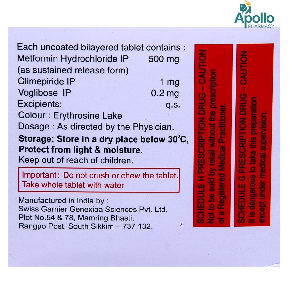 Gliminyle-MV1 Tablet 15's, Pack of 15 TabletS Gliminyle-MV1 Tablet 15's, Pack of 15 TabletS