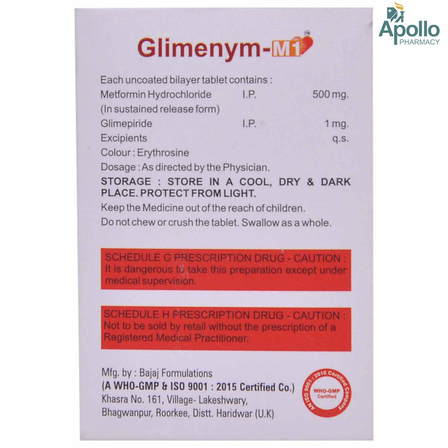 Glimenym-M1 Tablet 10's, Pack of 10 TABLETS Glimenym-M1 Tablet 10's, Pack of 10 TABLETS