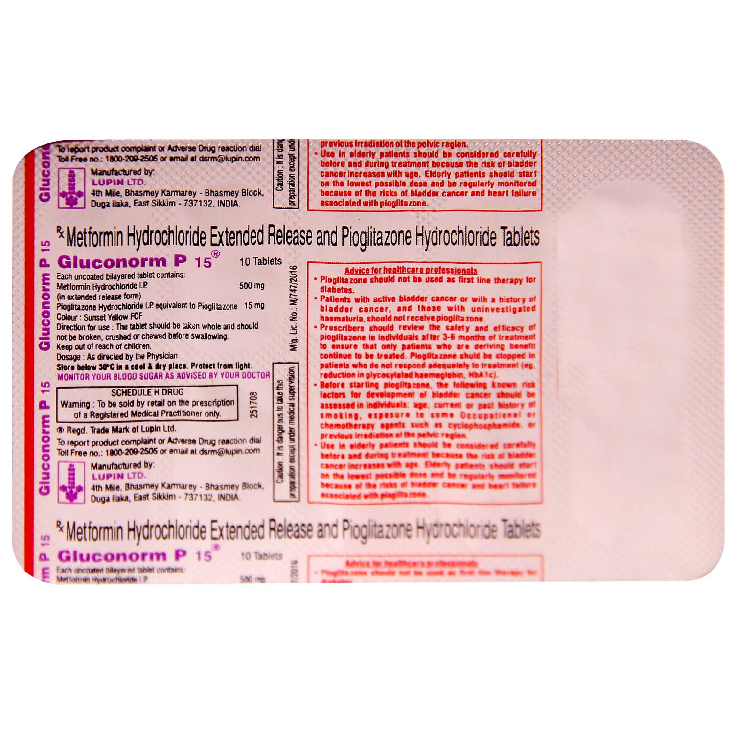 Gluconorm P 15 Tablet 10's, Pack of 10 TABLETS Gluconorm P 15 Tablet 10's, Pack of 10 TABLETS