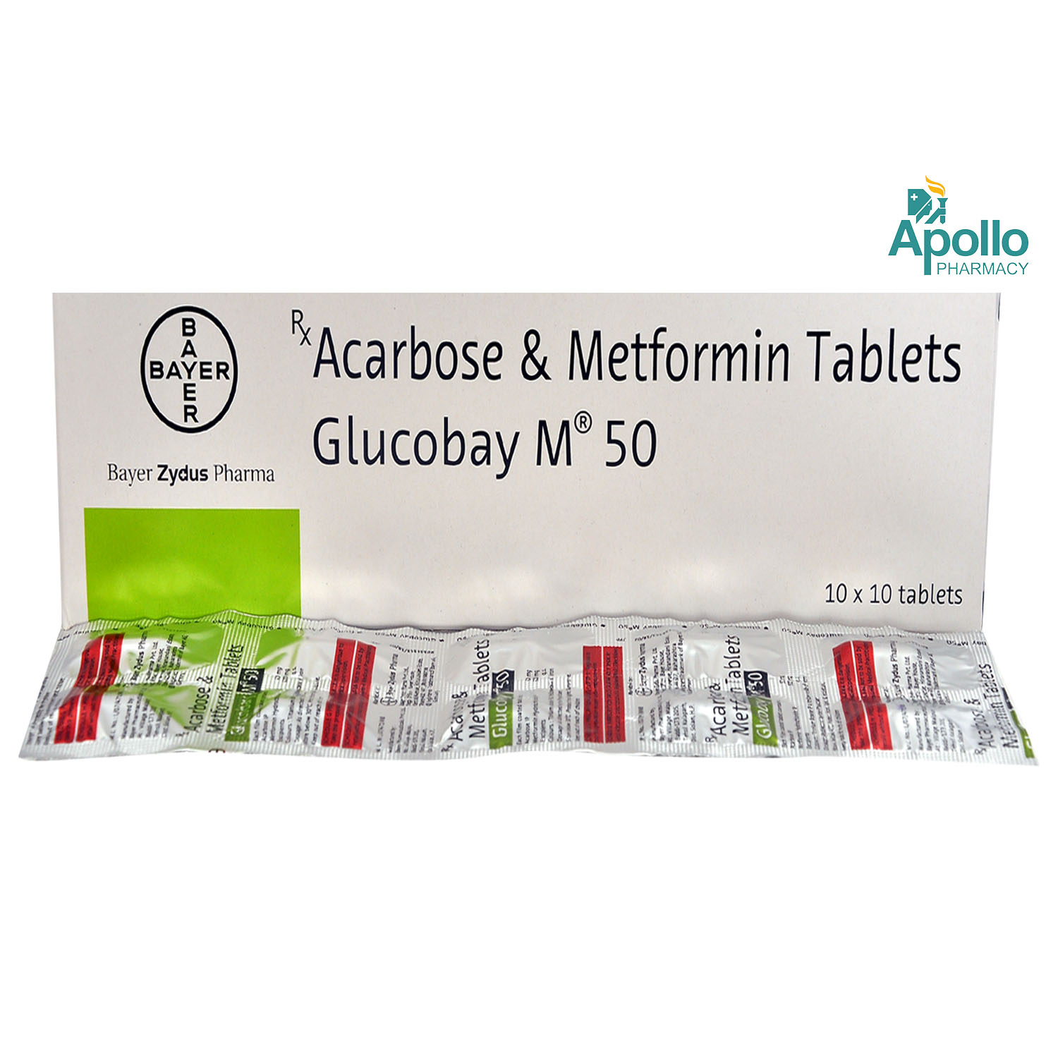 Glucobay M 50 Tablet 10's, Pack of 10 TABLETS Glucobay M 50 Tablet 10's, Pack of 10 TABLETS