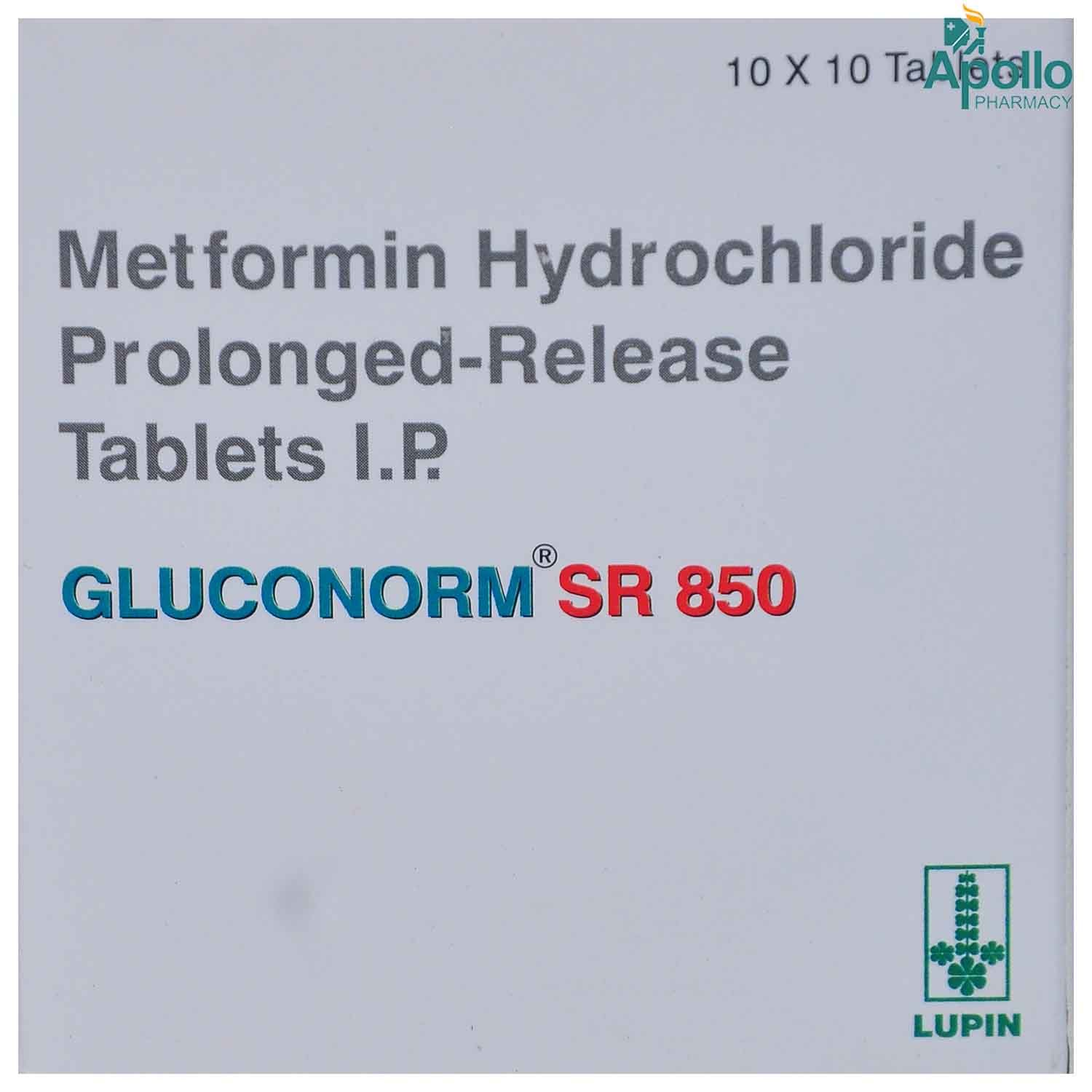 Gluconorm SR 850 Tablet 10's, Pack of 10 TABLETS Gluconorm SR 850 Tablet 10's, Pack of 10 TABLETS