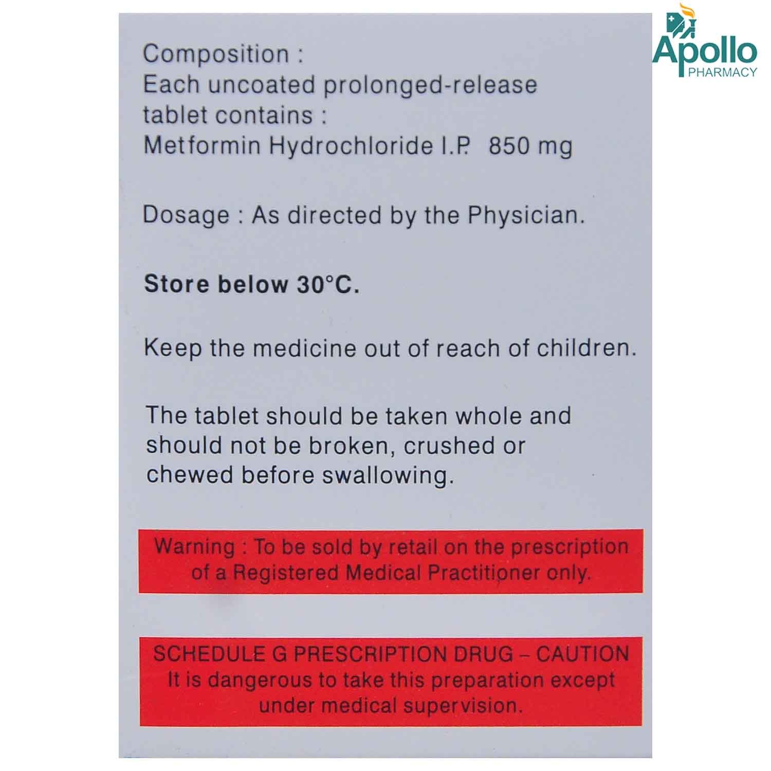 Gluconorm SR 850 Tablet 10's, Pack of 10 TABLETS Gluconorm SR 850 Tablet 10's, Pack of 10 TABLETS