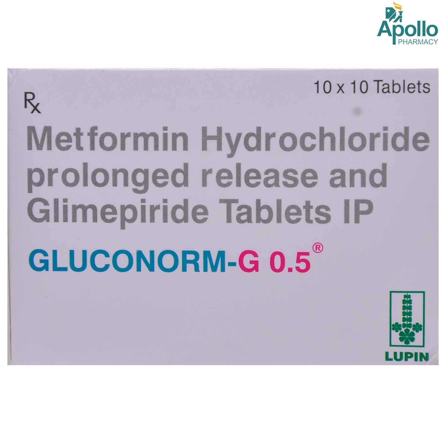 Gluconorm-G 0.5 Tablet 10's, Pack of 10 TABLETS Gluconorm-G 0.5 Tablet 10's, Pack of 10 TABLETS