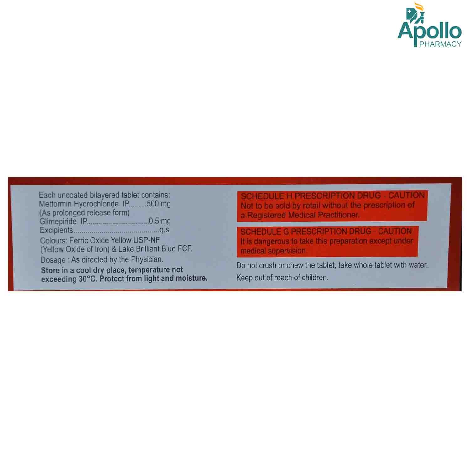 Glucoryl-M 0.5 Tablet 15's, Pack of 15 TABLETS Glucoryl-M 0.5 Tablet 15's, Pack of 15 TABLETS