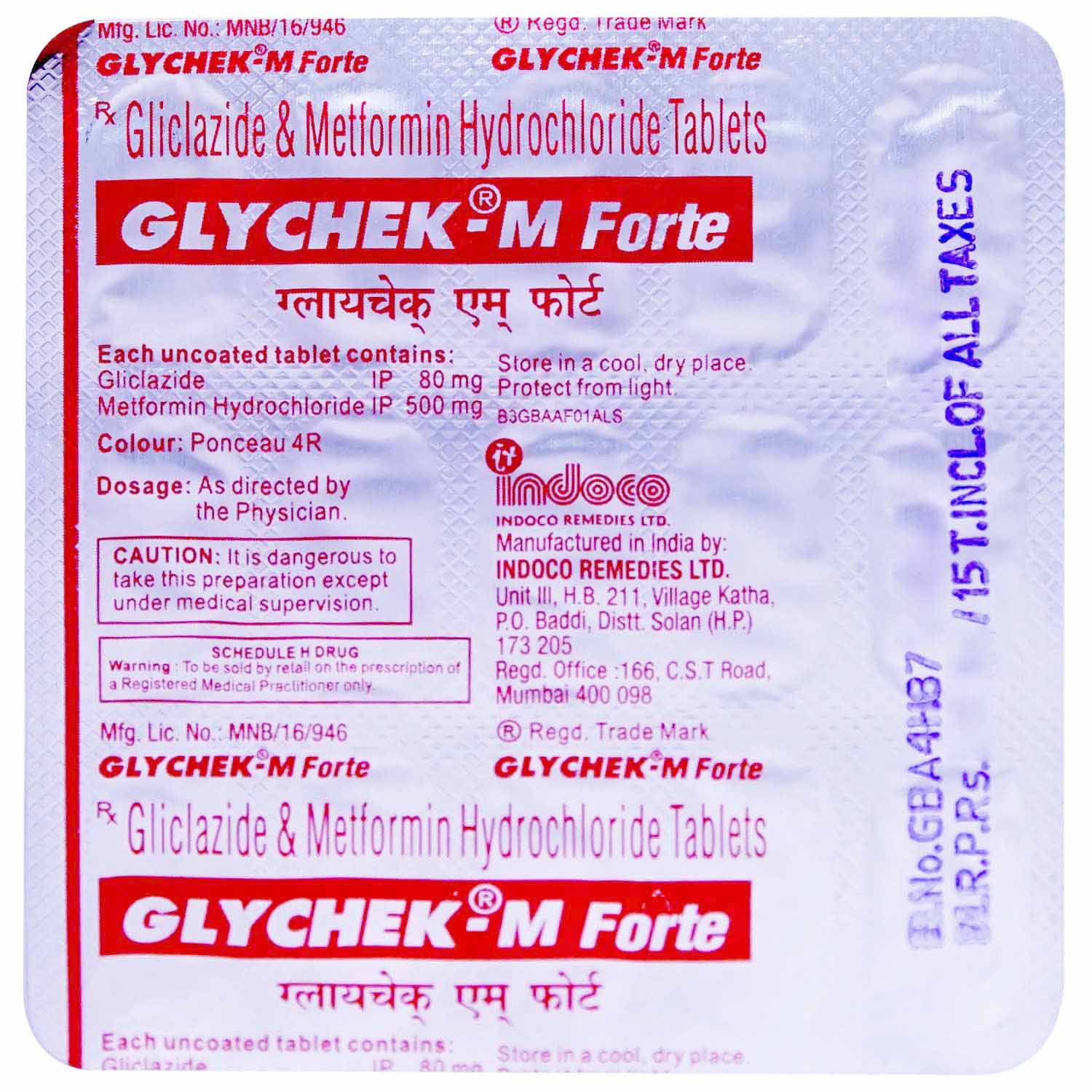 Glychek M Forte Tablet 15's, Pack of 15 TABLETS Glychek M Forte Tablet 15's, Pack of 15 TABLETS