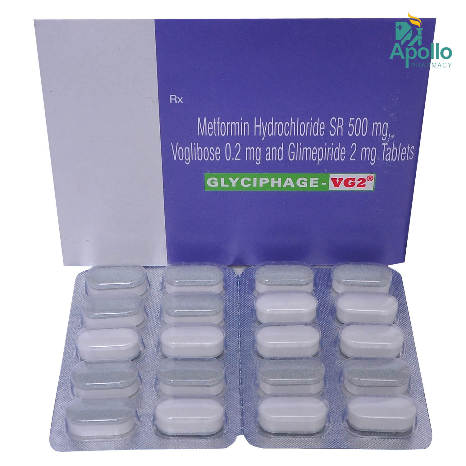 Glyciphage VG2 Tablet 10's, Pack of 10 TABLETS Glyciphage VG2 Tablet 10's, Pack of 10 TABLETS