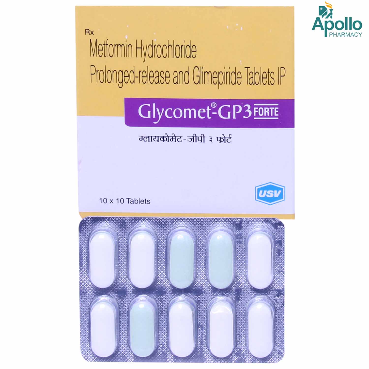 Glycomet GP 3 Forte Tablet 10's, Pack of 10 TABLETS Glycomet GP 3 Forte Tablet 10's, Pack of 10 TABLETS