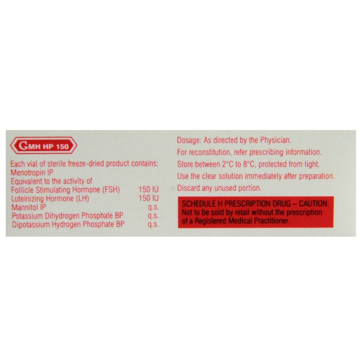 GMH HP 150IU Injection 1's, Pack of 1 Injection GMH HP 150IU Injection 1's, Pack of 1 Injection