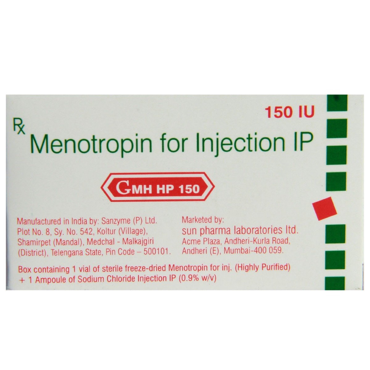 GMH HP 150IU Injection 1's, Pack of 1 Injection GMH HP 150IU Injection 1's, Pack of 1 Injection