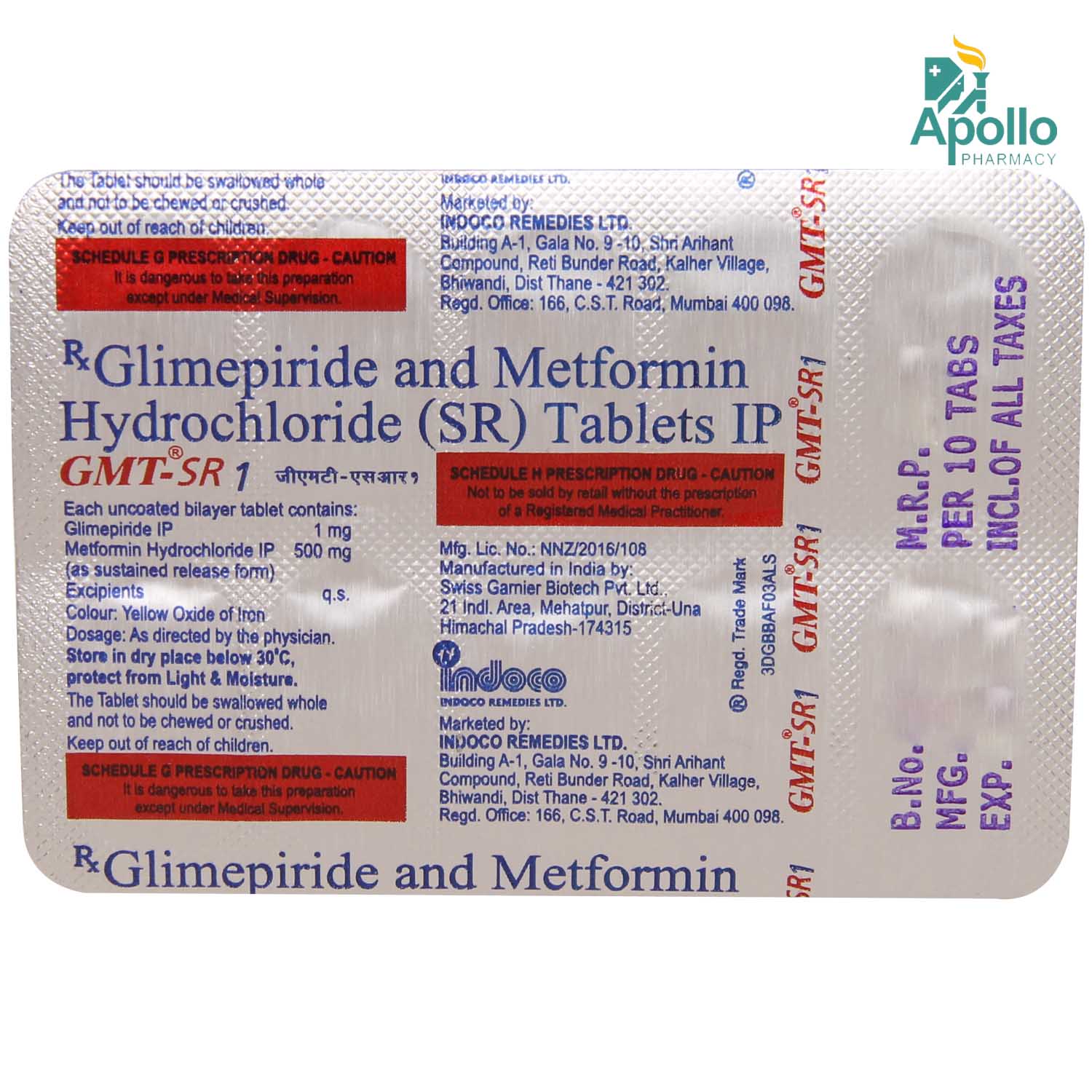 GMT-SR 1 Tablet 10's, Pack of 10 TABLETS GMT-SR 1 Tablet 10's, Pack of 10 TABLETS