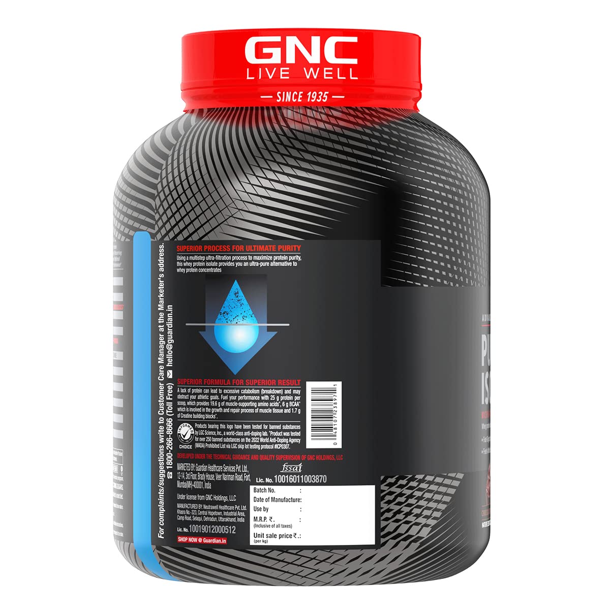 GNC AMP Pure Isolate Whey Protein Chocolate Frosting Flavour Powder, 1.81 kg, Pack of 1 GNC AMP Pure Isolate Whey Protein Chocolate Frosting Flavour Powder, 1.81 kg, Pack of 1