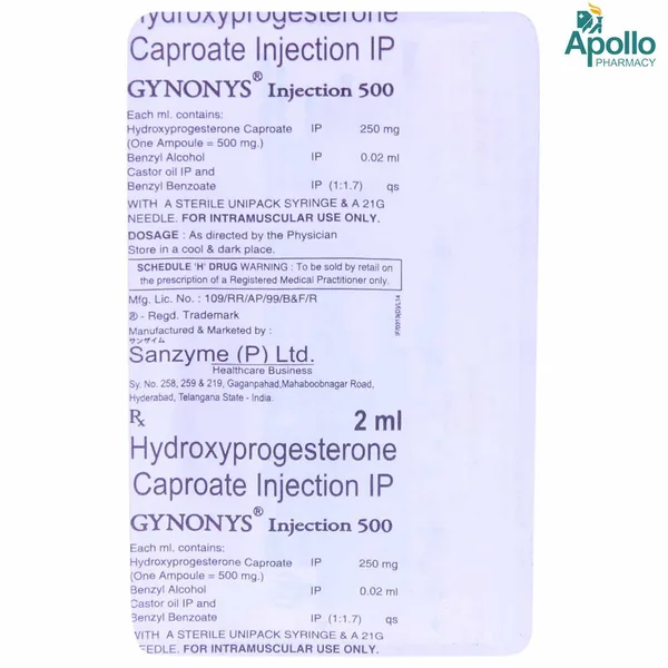 Gynonys 500mg Injection 2 ml, Pack of 1