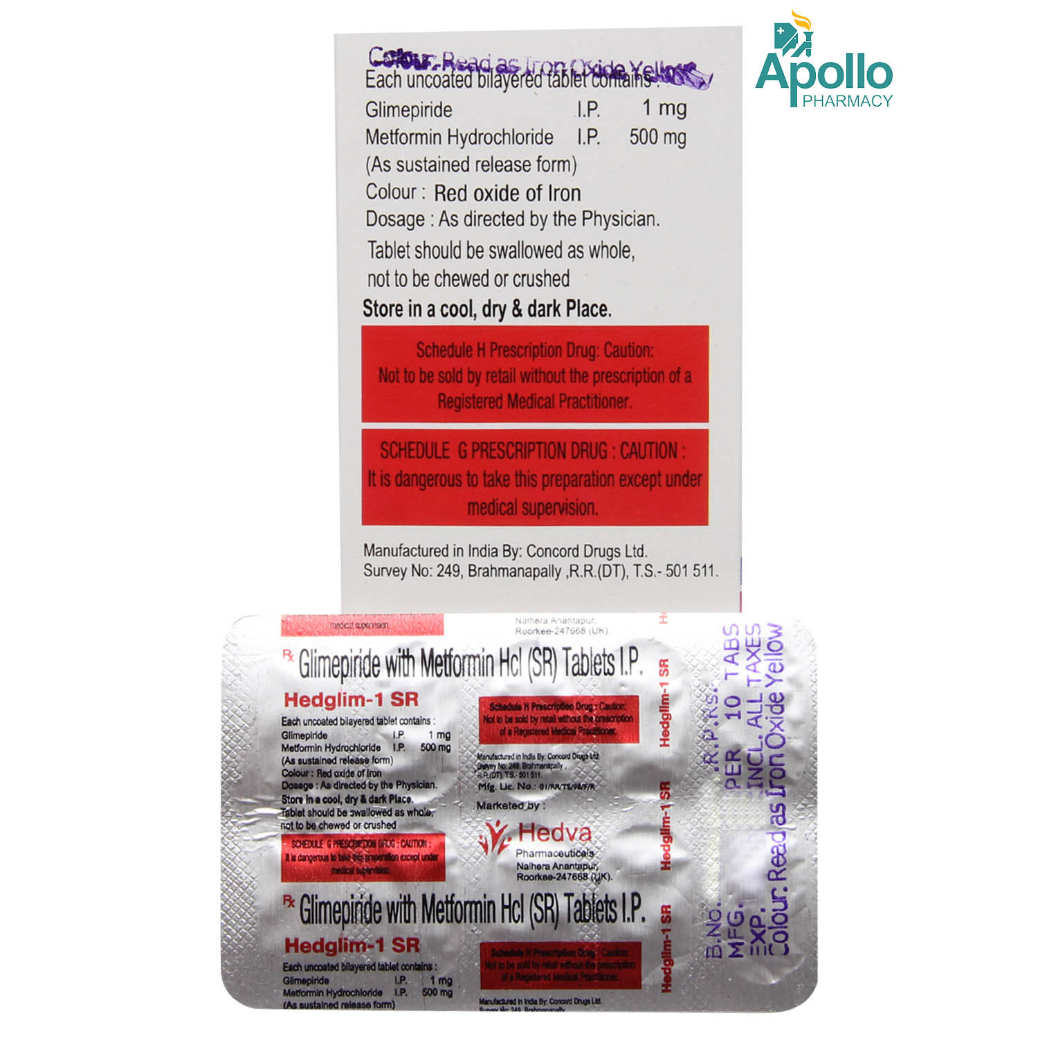 HEDGLIM 1MG TABLET 10'S , Pack of 10 TABLETS HEDGLIM 1MG TABLET 10'S , Pack of 10 TABLETS