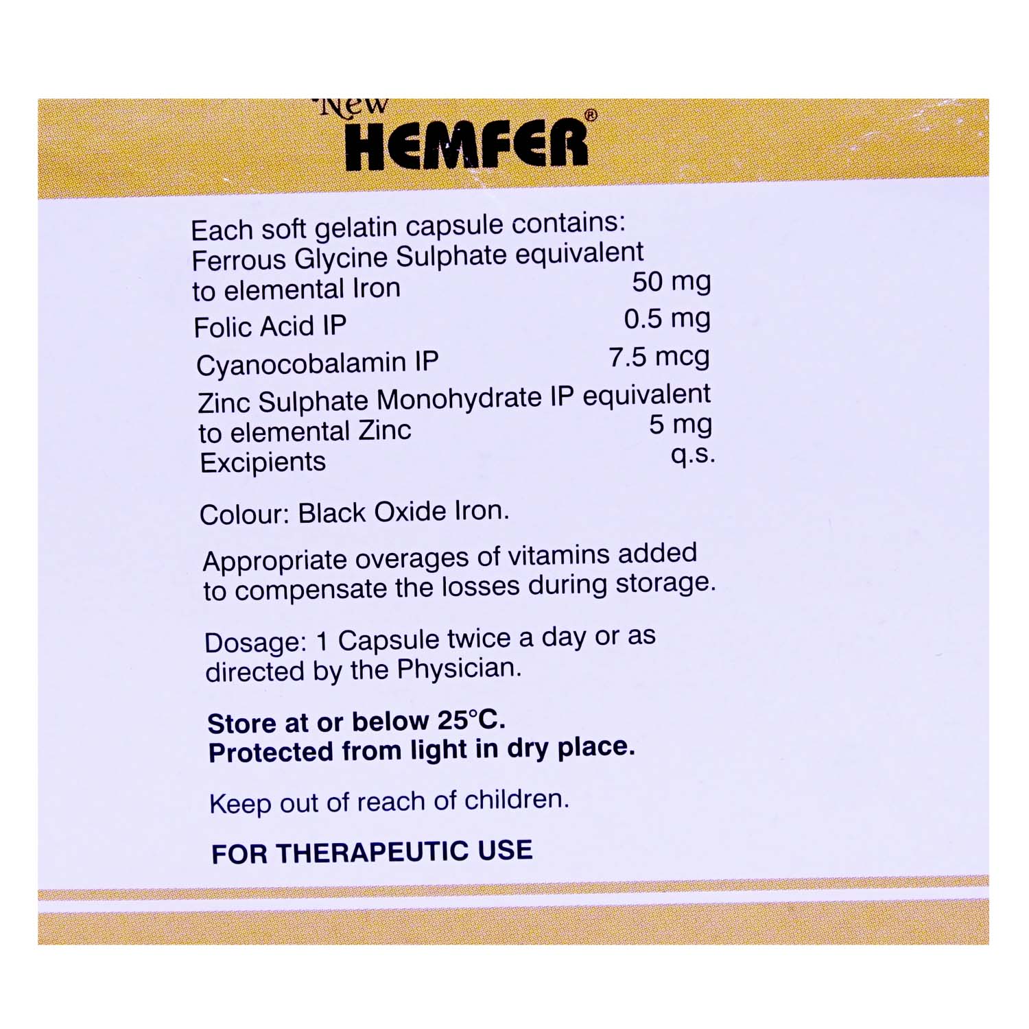 Hemfer Capsule 30's, Pack of 30 CAPSULES Hemfer Capsule 30's, Pack of 30 CAPSULES