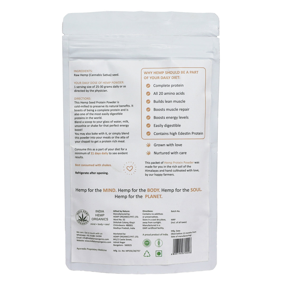 India Hemp Organics 100% Hemp Protein Powder, 100 gm, Pack of 1 India Hemp Organics 100% Hemp Protein Powder, 100 gm, Pack of 1