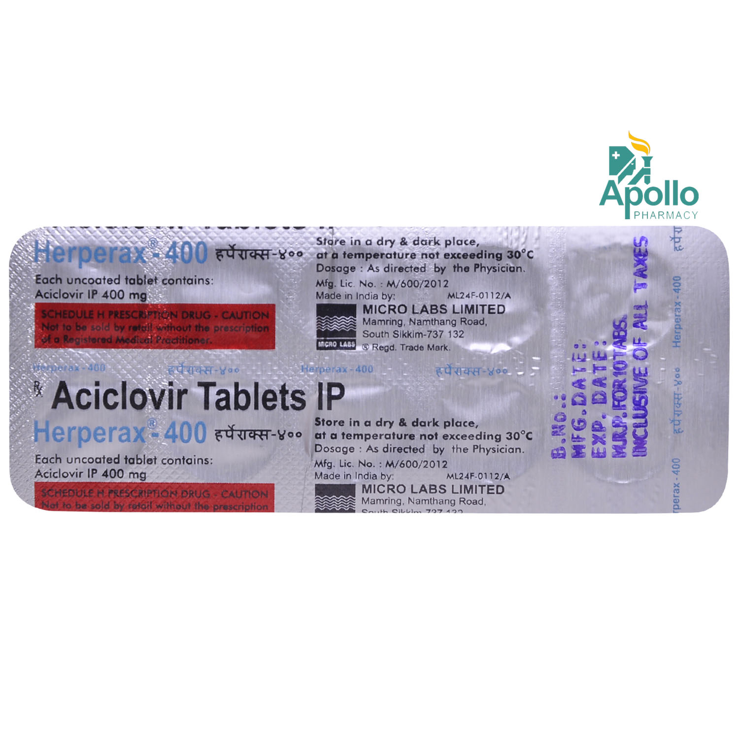 Herperax 400 Tablet 10's, Pack of 10 TABLETS Herperax 400 Tablet 10's, Pack of 10 TABLETS