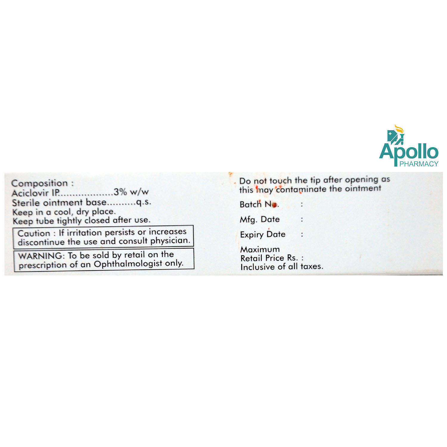 Herperax 3% Eye Ointment 5 gm, Pack of 1 Eye Ointment Herperax 3% Eye Ointment 5 gm, Pack of 1 Eye Ointment