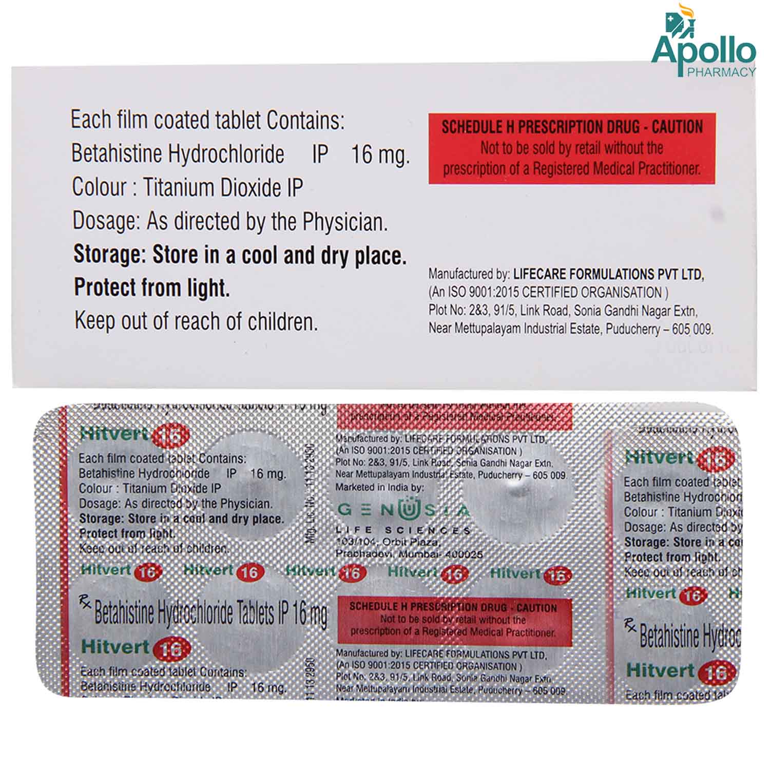 Hitvert 16 Tablet 10's, Pack of 10 TabletS Hitvert 16 Tablet 10's, Pack of 10 TabletS