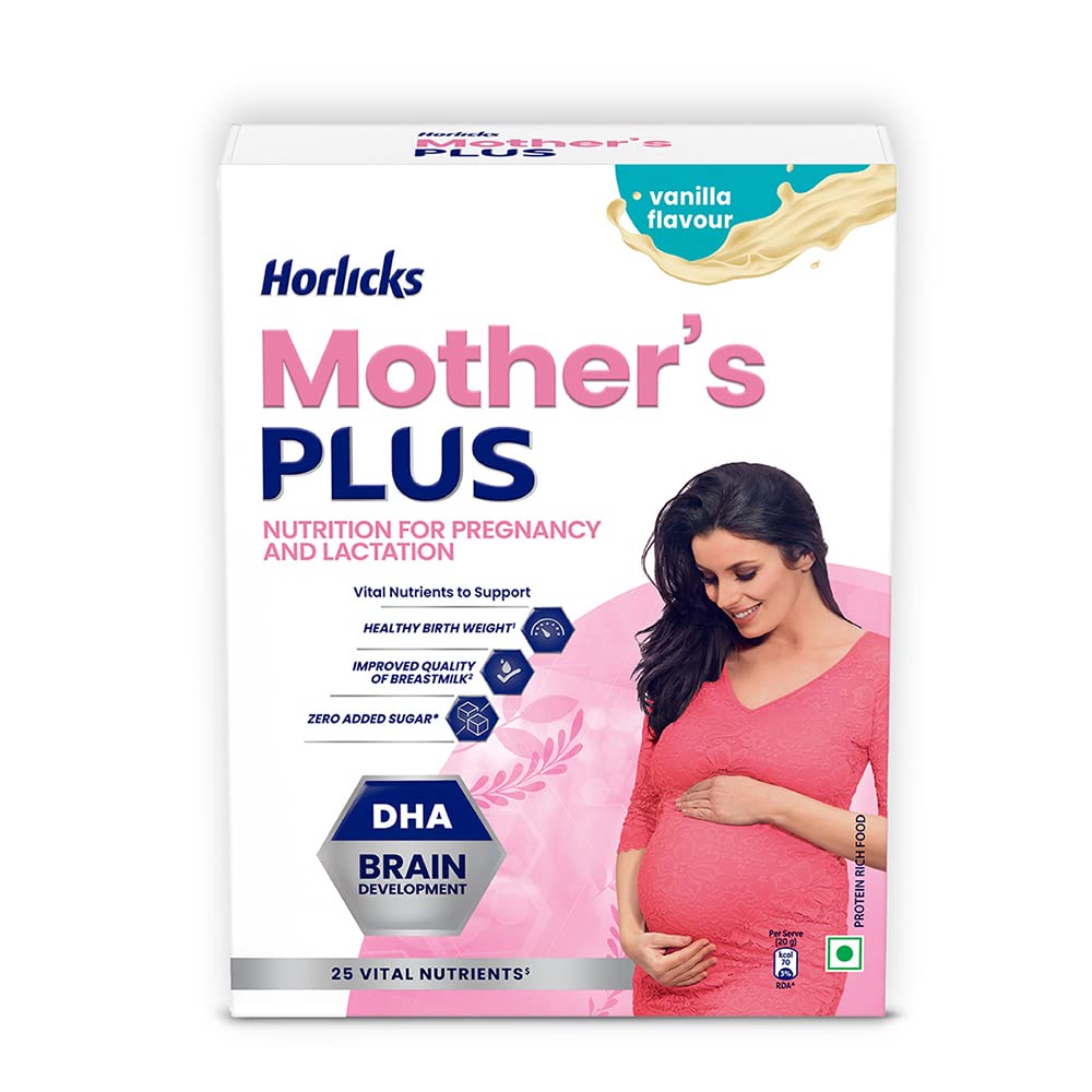 Horlicks Mother's Plus Vanilla Flavour Nutrition Powder, 400 gm Refill Pack | 25 Vital Nutrients | Support Healthy Birth Weight | Improves Lactation, Pack of 1 Horlicks Mother's Plus Vanilla Flavour Nutrition Powder, 400 gm Refill Pack | 25 Vital Nutrients | Support Healthy Birth Weight | Improves Lactation, Pack of 1