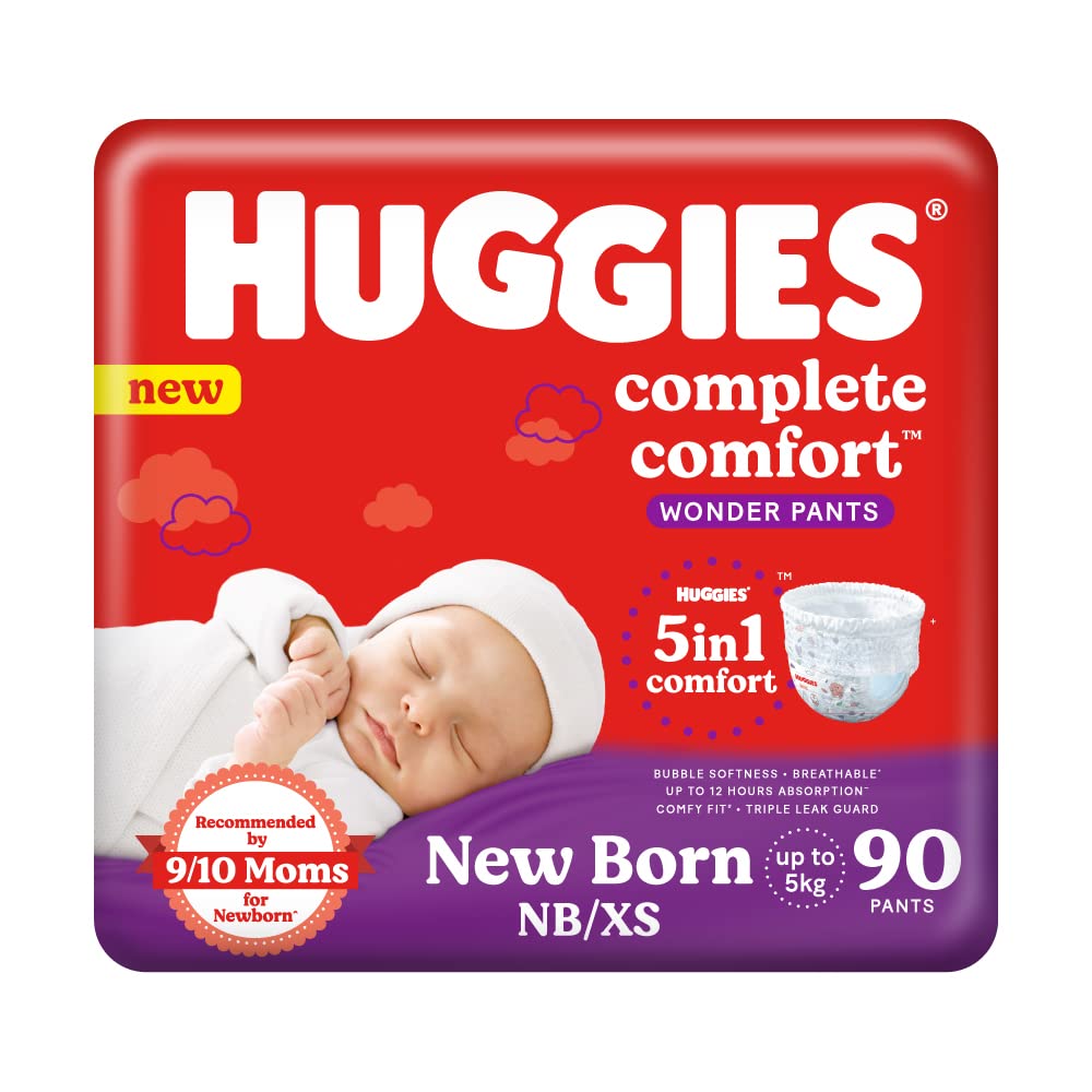 Huggies Complete Comfort Wonder Baby Diaper Pants NB/XS, 90 Count, Pack of 1 Huggies Complete Comfort Wonder Baby Diaper Pants NB/XS, 90 Count, Pack of 1