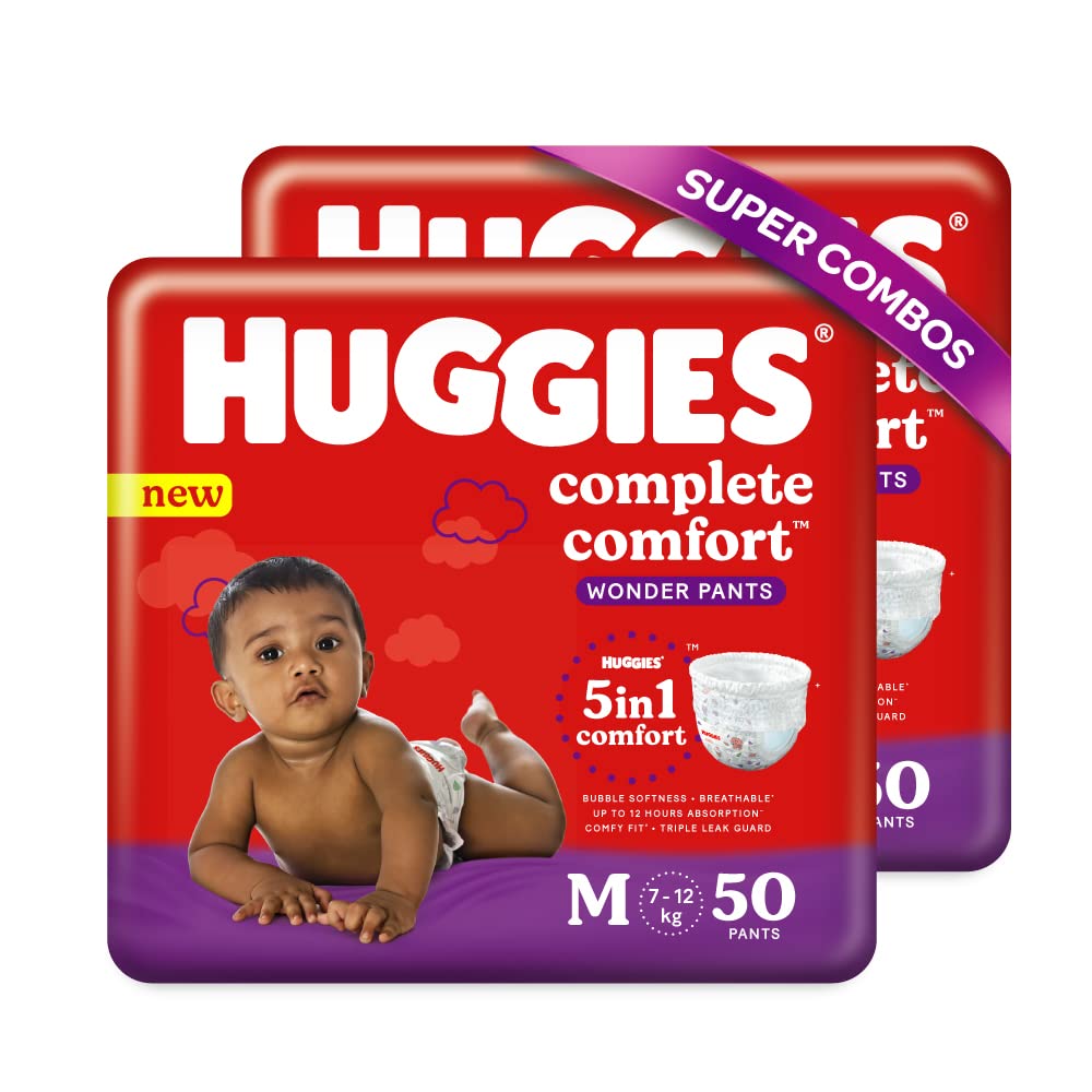 Huggies Complete Comfort Wonder Baby Diaper Pants Medium, 100 Count (2x50), Pack of 1 Huggies Complete Comfort Wonder Baby Diaper Pants Medium, 100 Count (2x50), Pack of 1