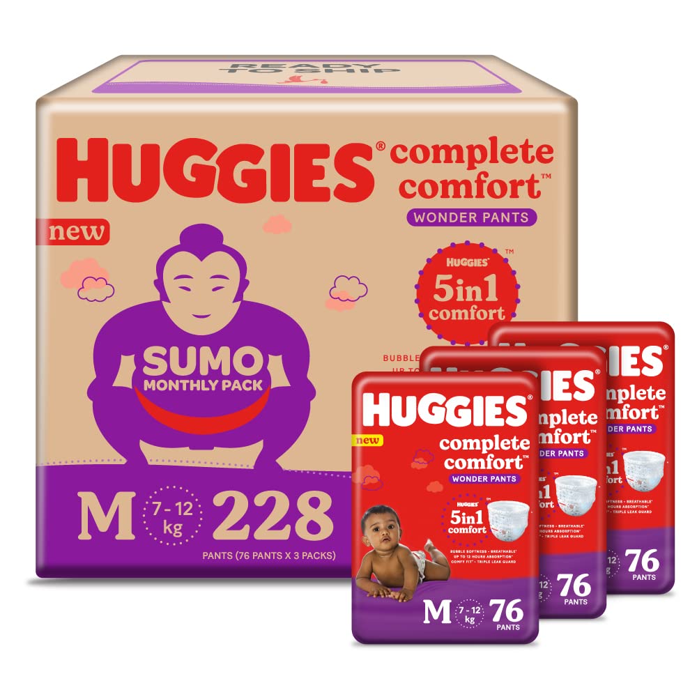 Huggies Complete Comfort Wonder Baby Diaper Pants Medium, 228 Count (3x76), Pack of 1 Huggies Complete Comfort Wonder Baby Diaper Pants Medium, 228 Count (3x76), Pack of 1