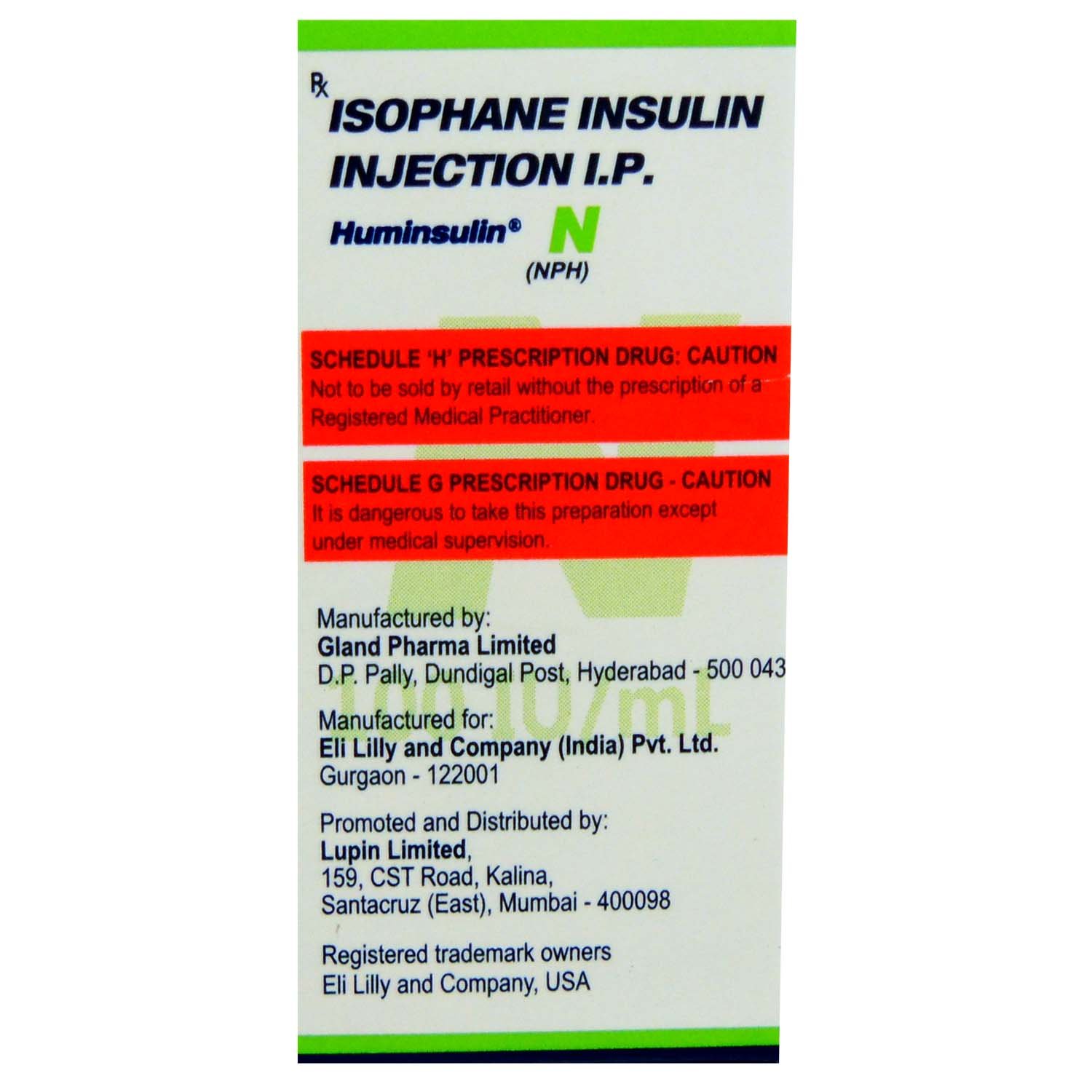 Huminsulin N (NPH) 100IU/ml Injection 10 ml, Pack of 1 Injection Huminsulin N (NPH) 100IU/ml Injection 10 ml, Pack of 1 Injection