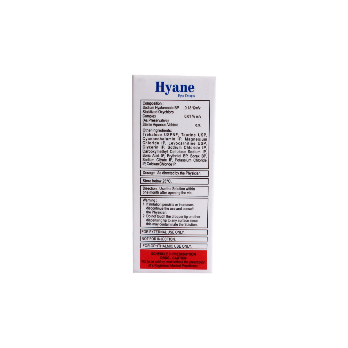 Hyane 0.18% Eye Drops 5 ml, Pack of 1 Eye Drops Hyane 0.18% Eye Drops 5 ml, Pack of 1 Eye Drops