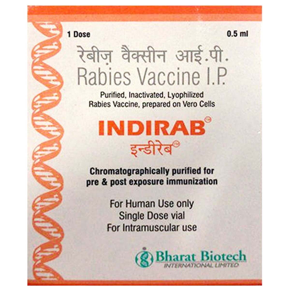 Indirab 2.5IU Vaccine 0.5 ml, Pack of 1 INJECTION Indirab 2.5IU Vaccine 0.5 ml, Pack of 1 INJECTION