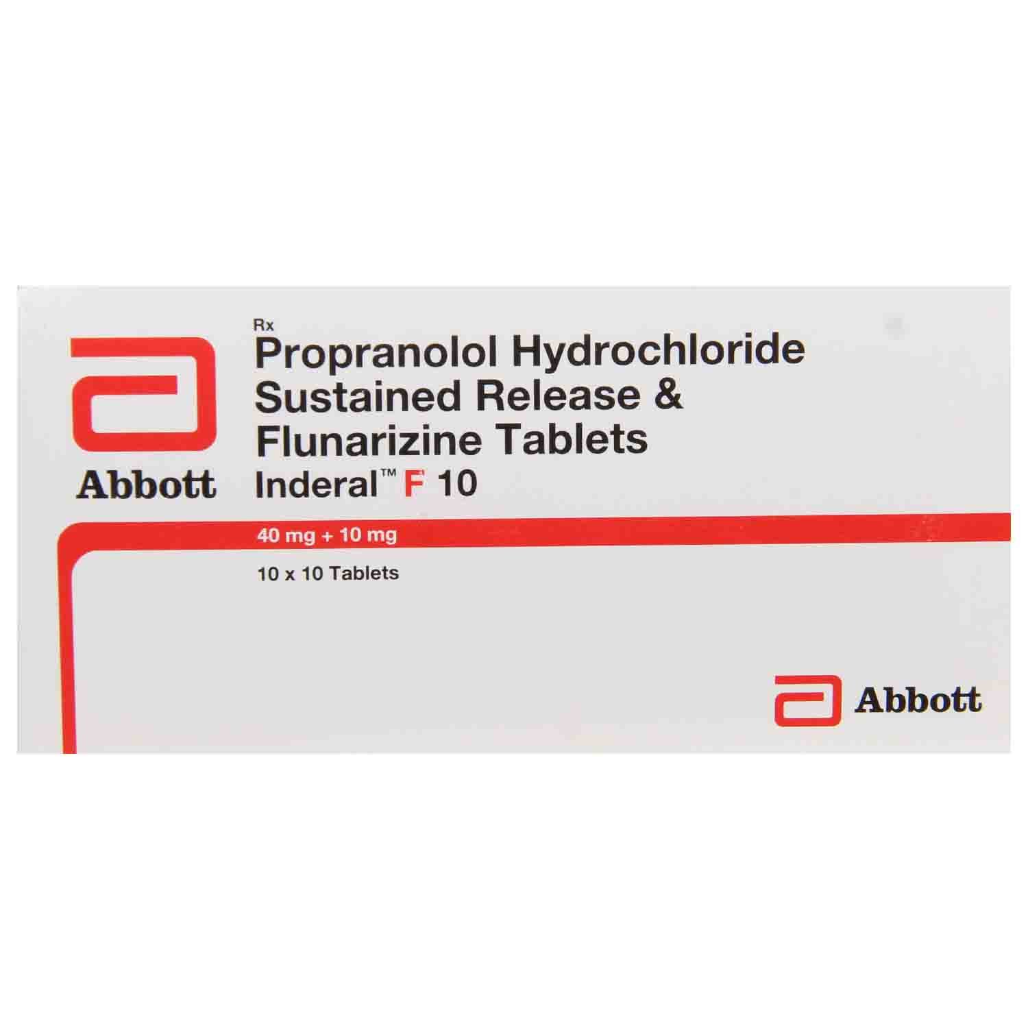 Inderal F 10 Tablet 10's, Pack of 10 Inderal F 10 Tablet 10's, Pack of 10