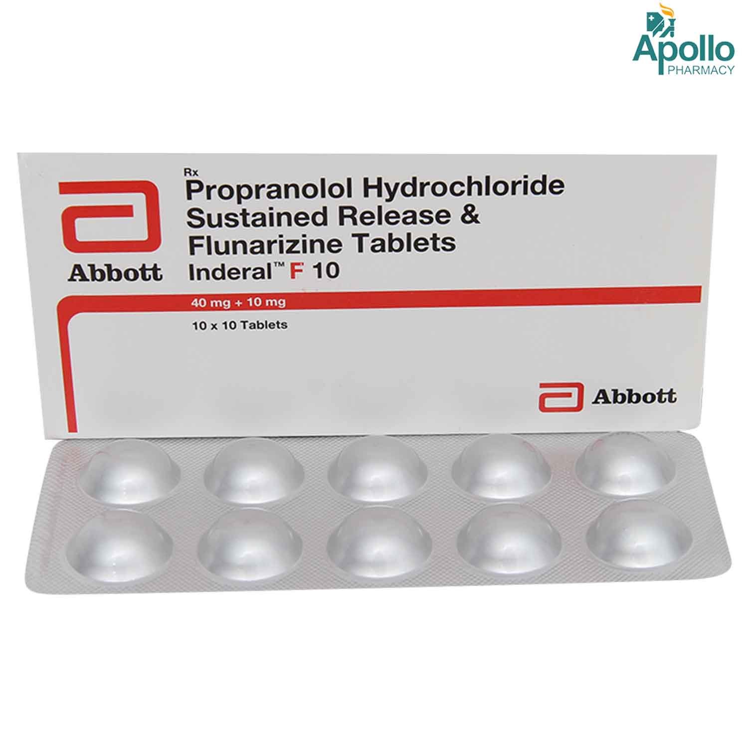 Inderal F 10 Tablet 10's, Pack of 10 Inderal F 10 Tablet 10's, Pack of 10