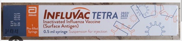 Influvac Tetra 2022/2023 Vaccine 0.5 ml, Pack of 1 Injection Influvac Tetra 2022/2023 Vaccine 0.5 ml, Pack of 1 Injection
