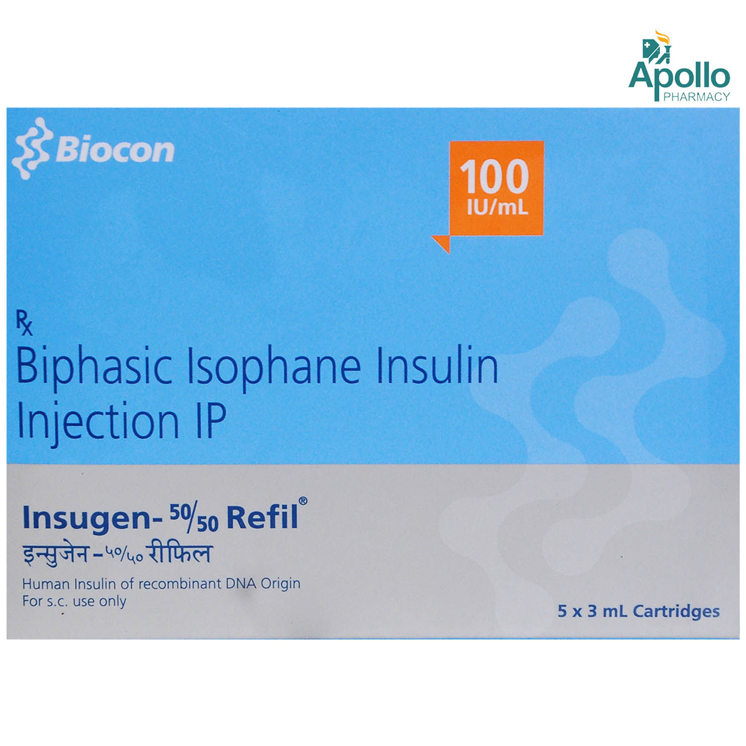 Buy Insugen-50/50 Refill Injection 100IU/ml Online