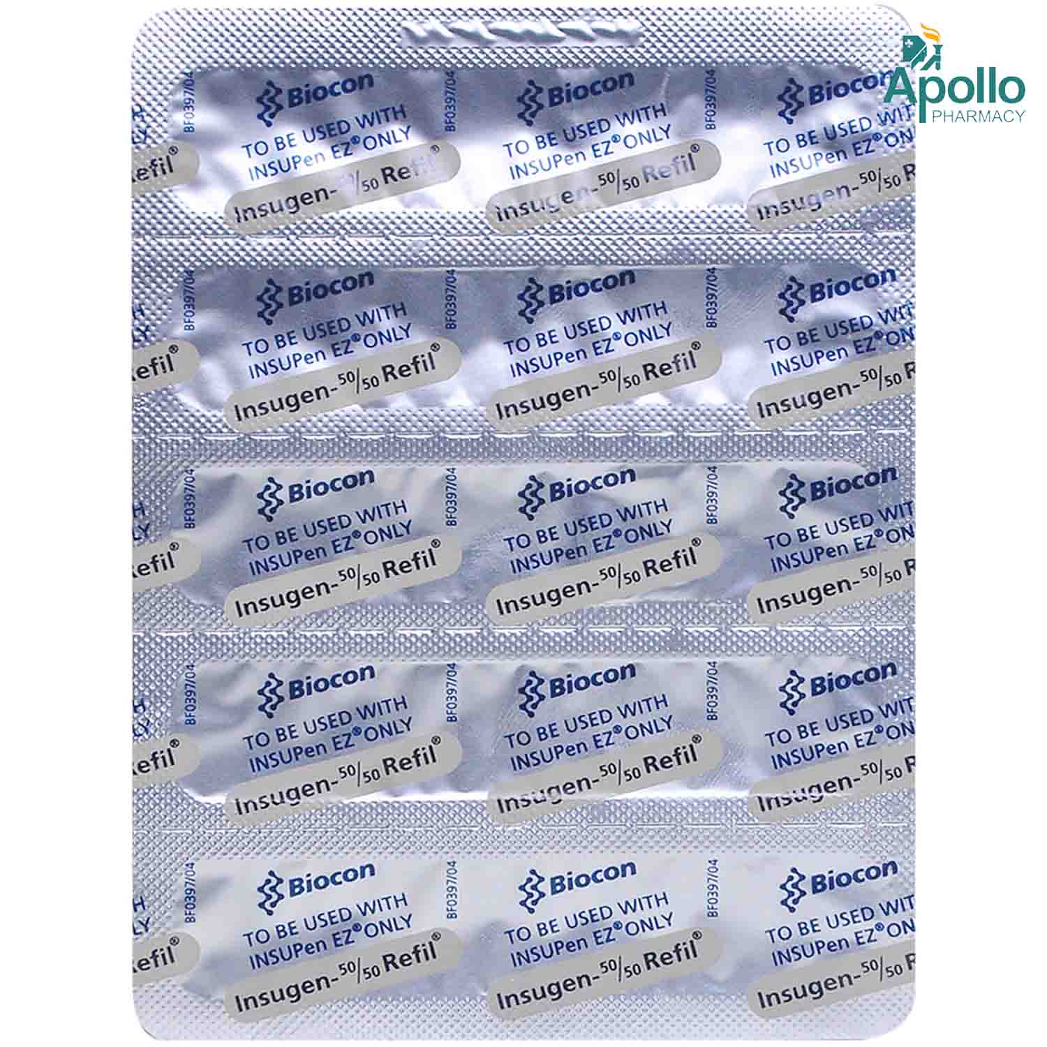 Insugen-50/50 100IU/ml Refil Injection 3 ml, Pack of 1 Injection Insugen-50/50 100IU/ml Refil Injection 3 ml, Pack of 1 Injection