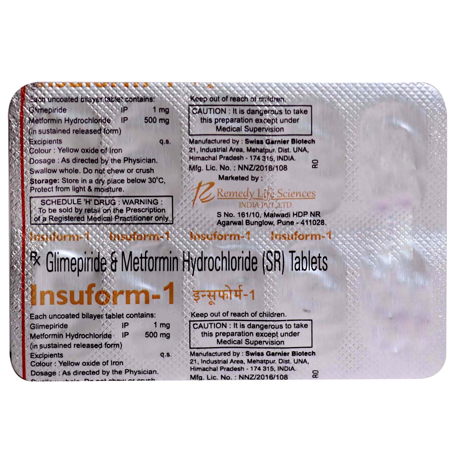 Insuform 1 Tablet 10's, Pack of 10 TABLETS Insuform 1 Tablet 10's, Pack of 10 TABLETS