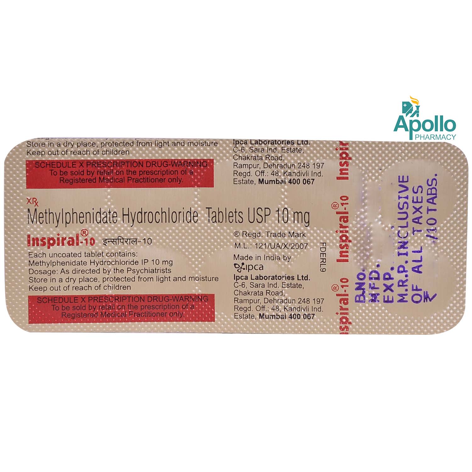 Inspiral 10 Tablet 10's, Pack of 10 TABLETS Inspiral 10 Tablet 10's, Pack of 10 TABLETS