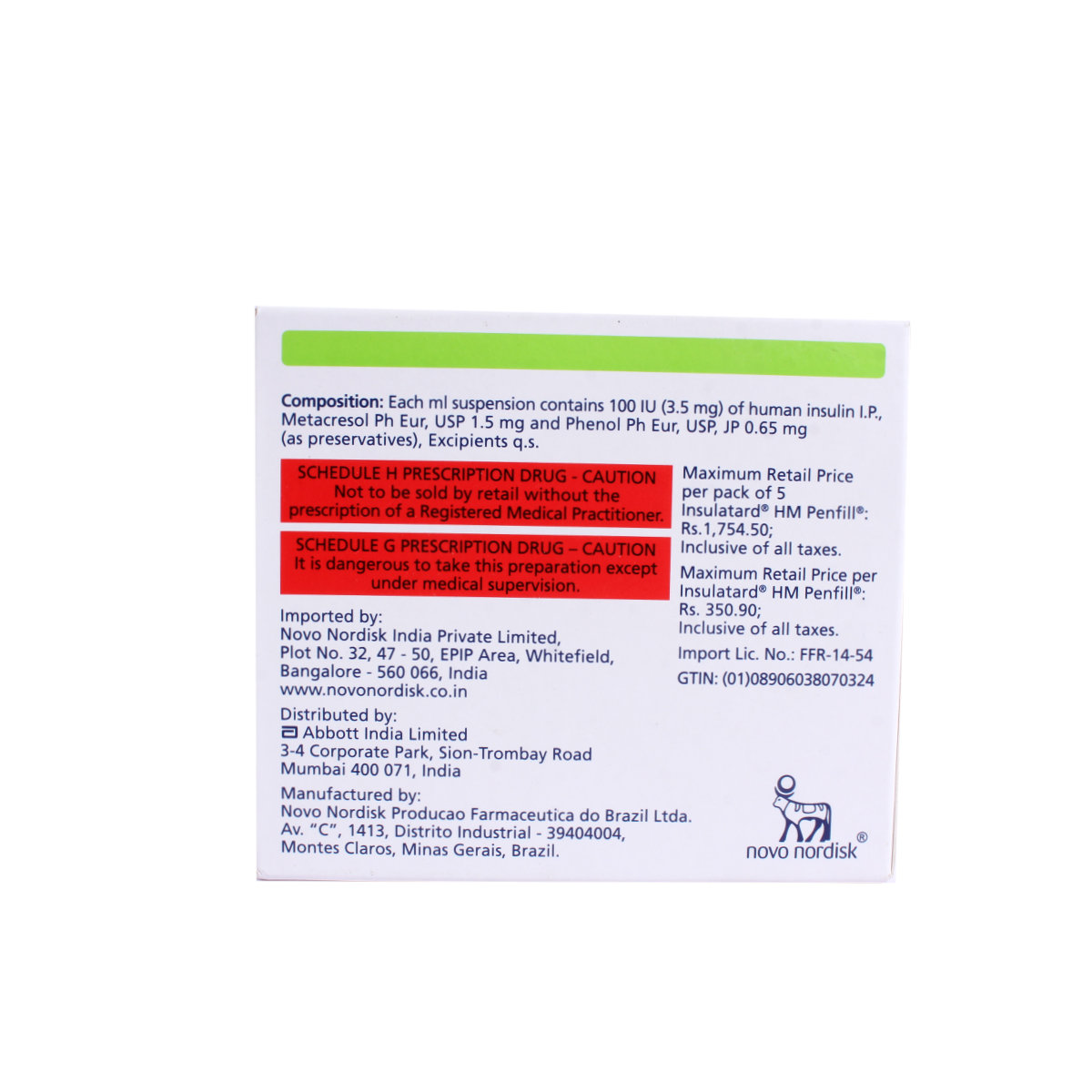 Insulatard HM Penfill 3 ml, Pack of 1 Injection Insulatard HM Penfill 3 ml, Pack of 1 Injection