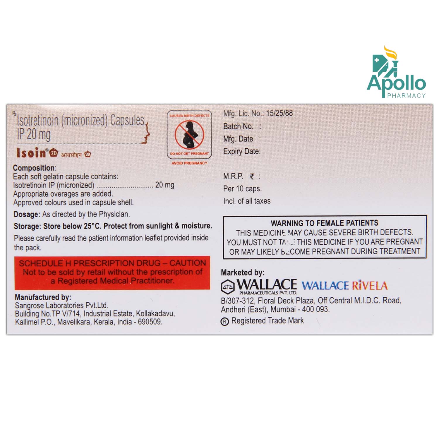 Isoin 20 Capsule 10's, Pack of 10 CapsuleS Isoin 20 Capsule 10's, Pack of 10 CapsuleS