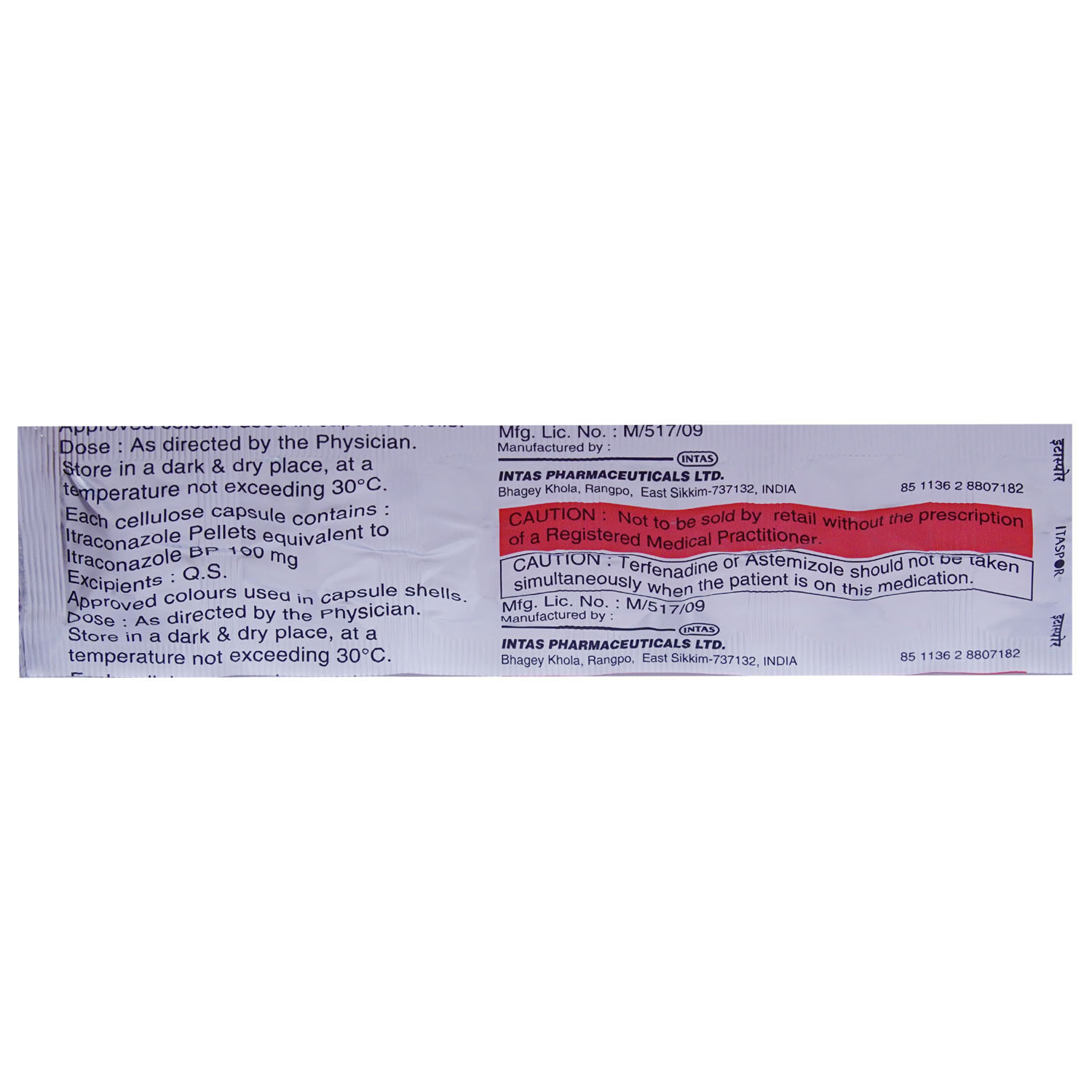 Itaspor 100 mg Capsule 8's, Pack of 8 CAPSULES Itaspor 100 mg Capsule 8's, Pack of 8 CAPSULES